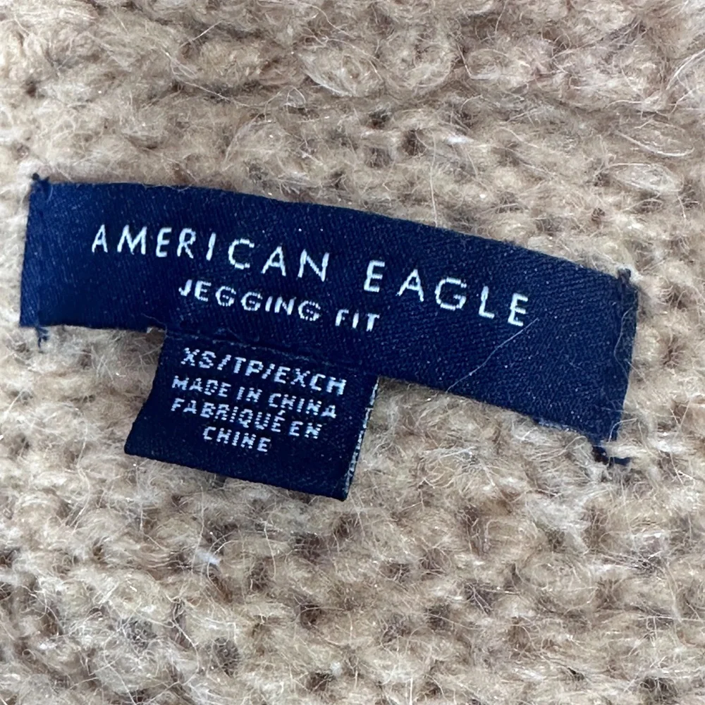 American Eagle Women’s Hooded Sweater Tan XS Soft Wool‎ Blend Jegging Fit